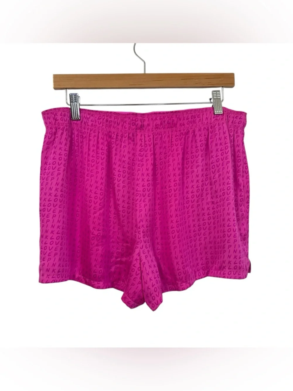Victoria's Secret Pink Logo Print Boxer Shorts Sleepwear Sz Large Pink NEW